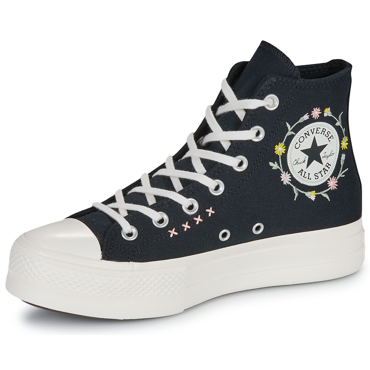 Sneakers alte Donna Converse CHUCK TAYLOR ALL STAR LIFT FLORAL EMBROIDERY Nero