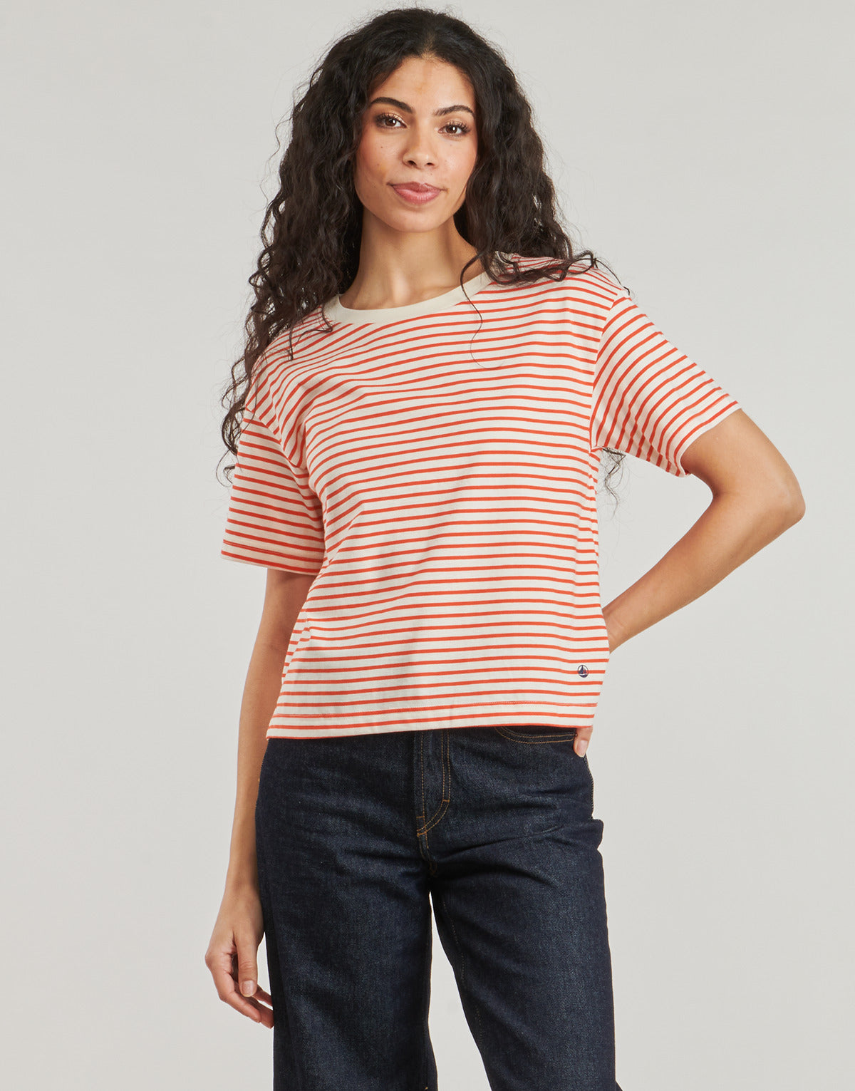 T-shirt Donna Petit Bateau MC COL ROND Rosso