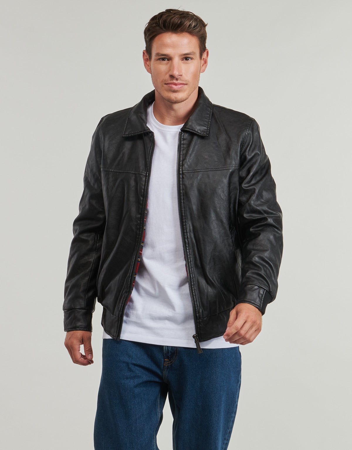 Giubbotto Uomo Harrington  FONZIE FAUX LEATHER  Nero