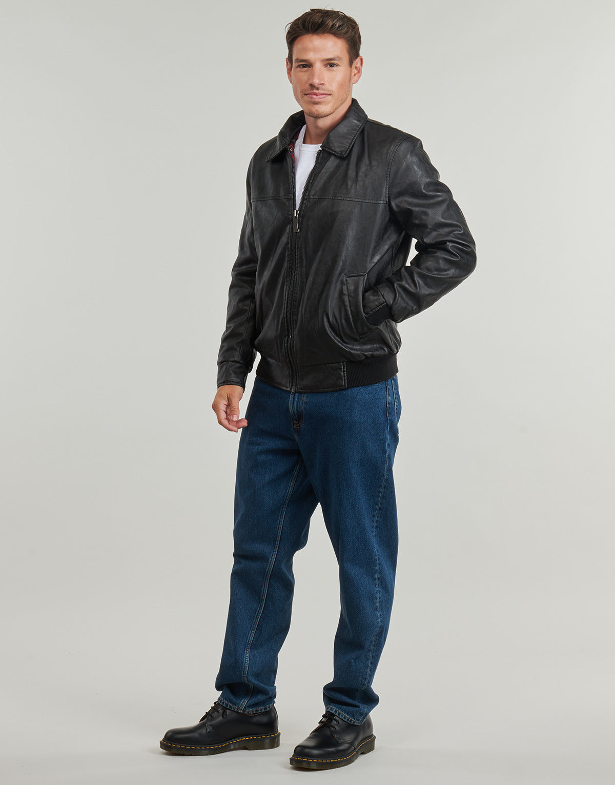 Giubbotto Uomo Harrington  FONZIE FAUX LEATHER  Nero