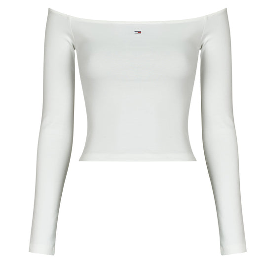 T-shirts a maniche lunghe Donna Tommy Jeans TJW SLIM ESSENTIAL BOAT NECK LS Bianco