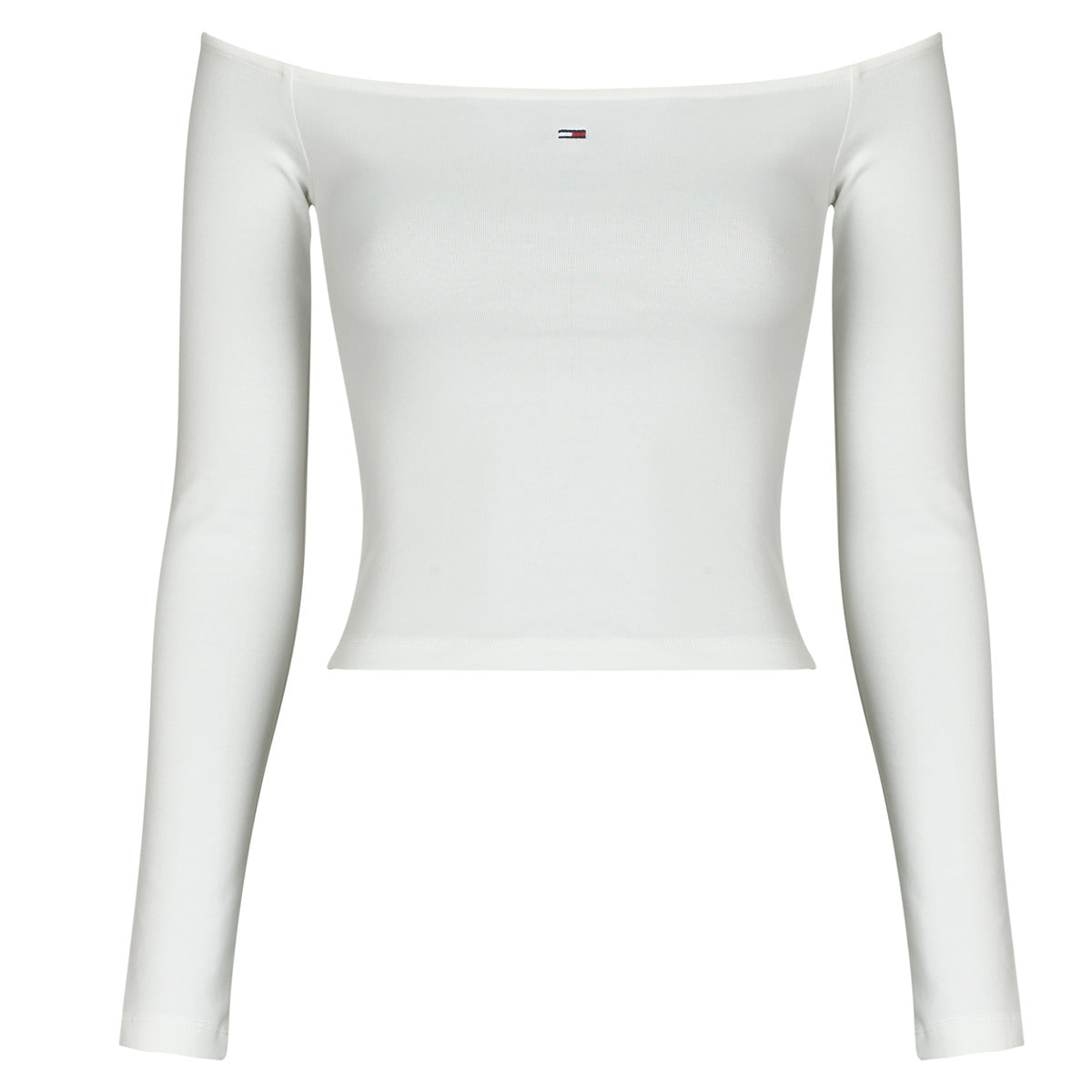 T-shirts a maniche lunghe Donna Tommy Jeans TJW SLIM ESSENTIAL BOAT NECK LS Bianco