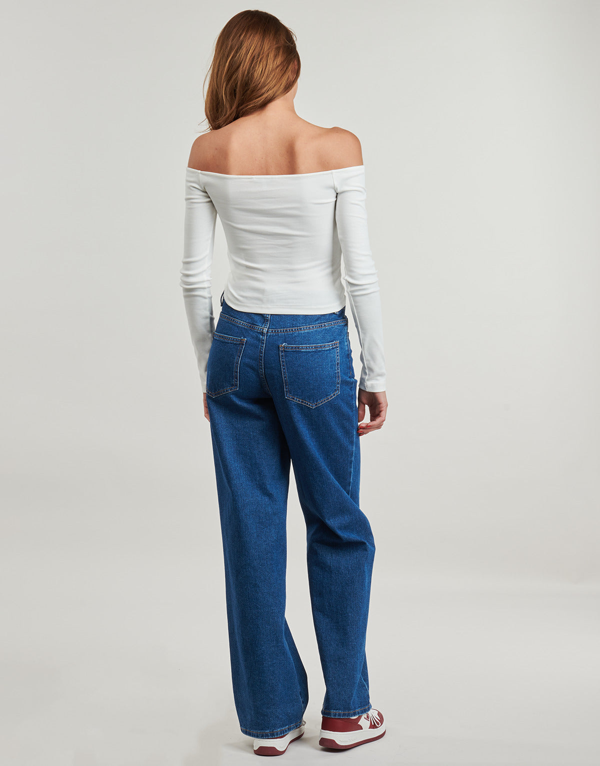 T-shirts a maniche lunghe Donna Tommy Jeans TJW SLIM ESSENTIAL BOAT NECK LS Bianco