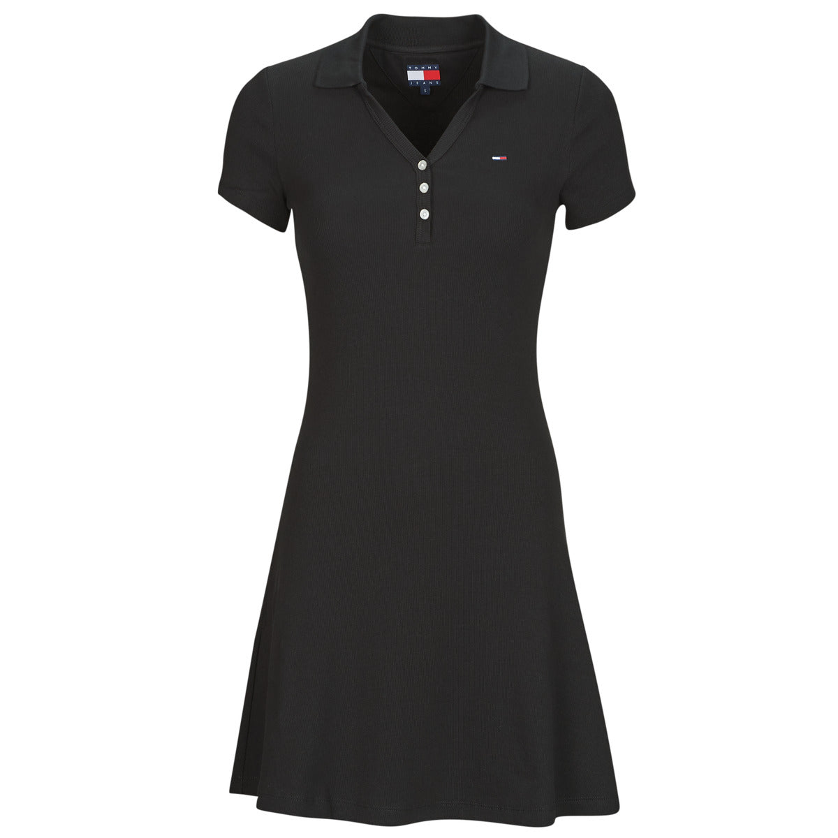 Abito corto Donna Tommy Jeans TJW F F RIB POLO DRESS EXT Nero