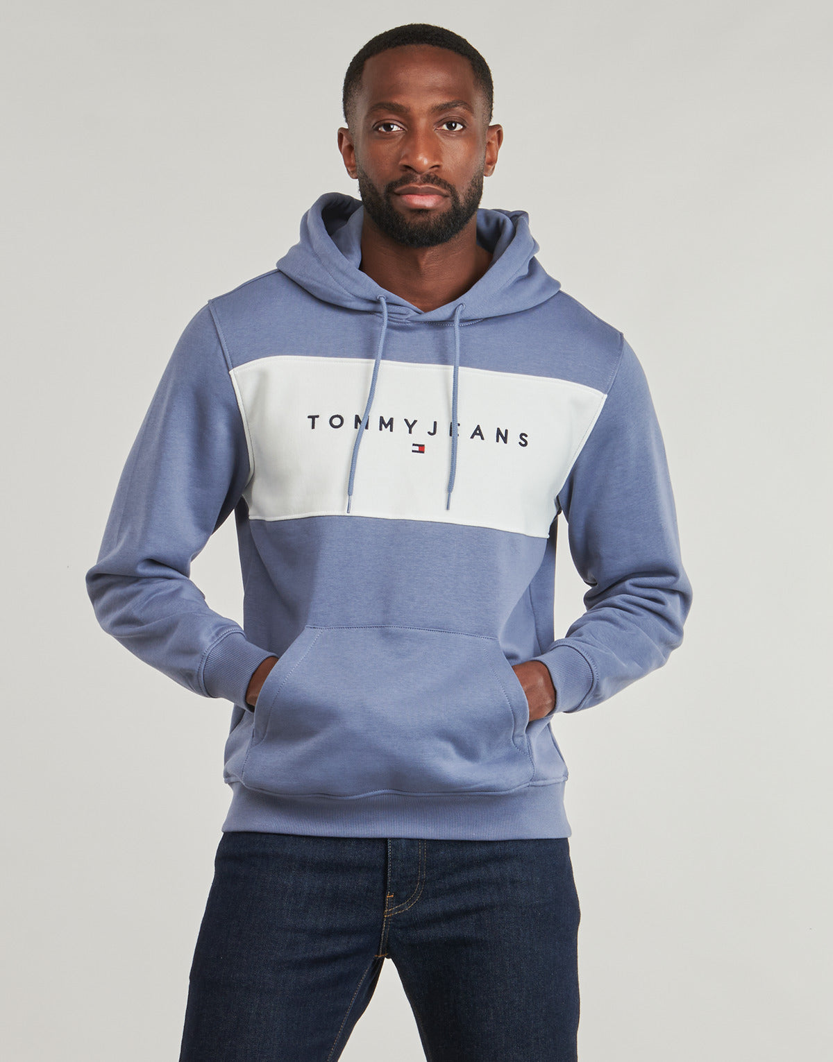 Felpa Uomo Tommy Jeans TJM REG CBLK LINEAR LOGO HD Blu