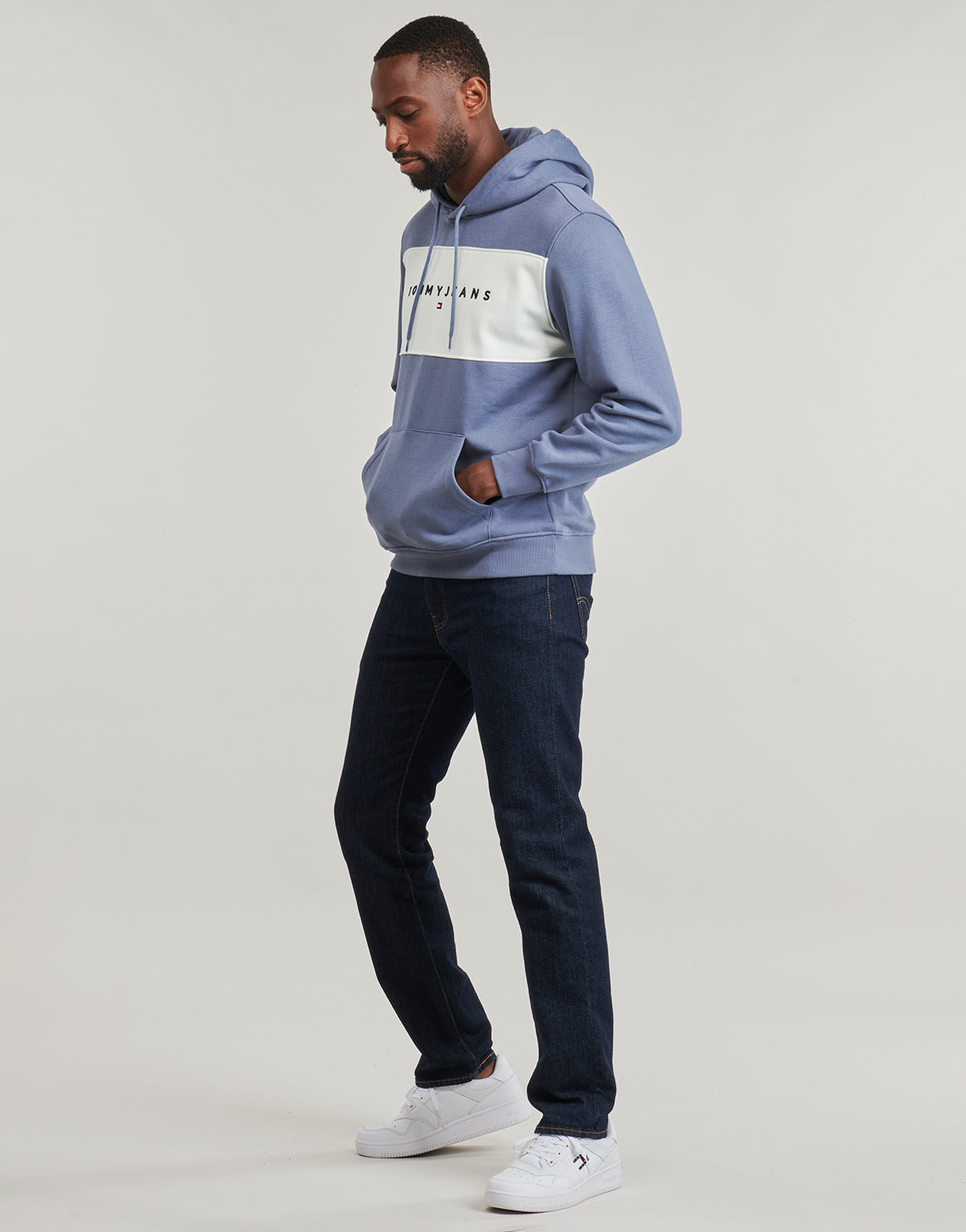 Felpa Uomo Tommy Jeans TJM REG CBLK LINEAR LOGO HD Blu