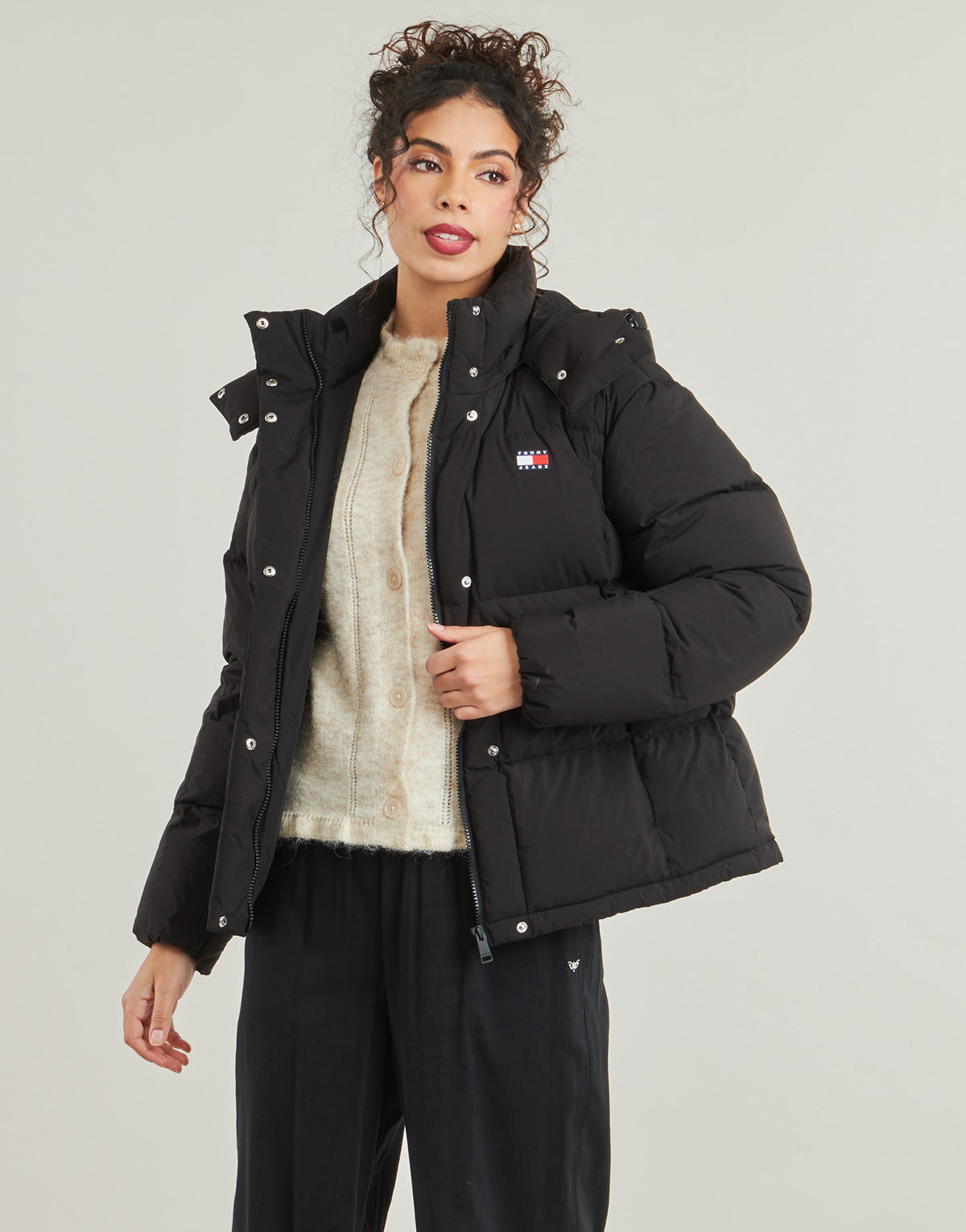 Piumino Donna Tommy Jeans  TJW ALASKA GRID DOWN JACKET EXT  Nero