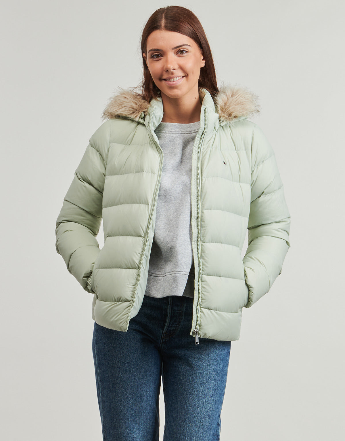 Piumino Donna Tommy Jeans  TJW BASIC HOODED DOWN JACKET EXT  Verde