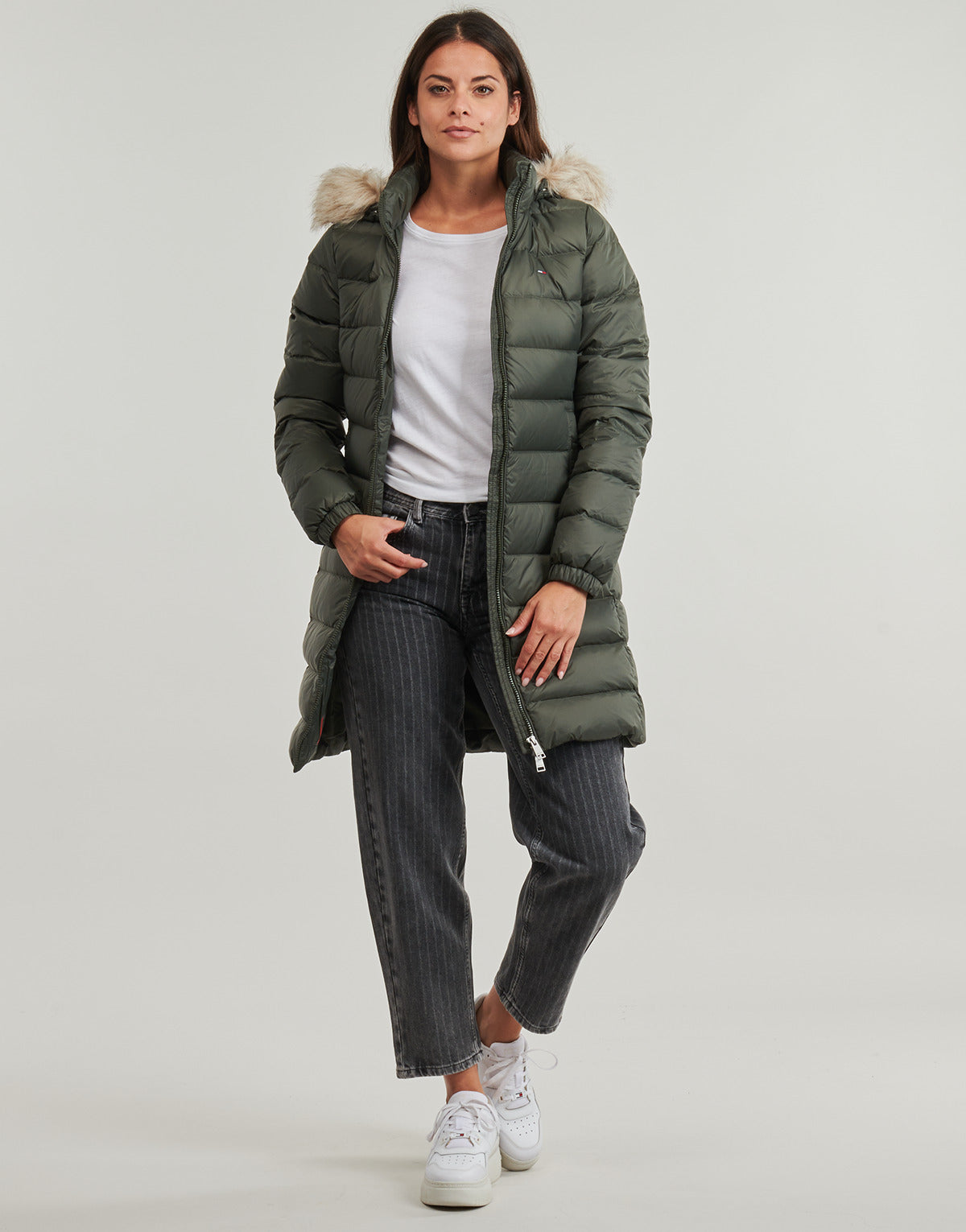Piumino Donna Tommy Jeans  TJW ESSENTIAL HOODED DOWN COAT  Verde