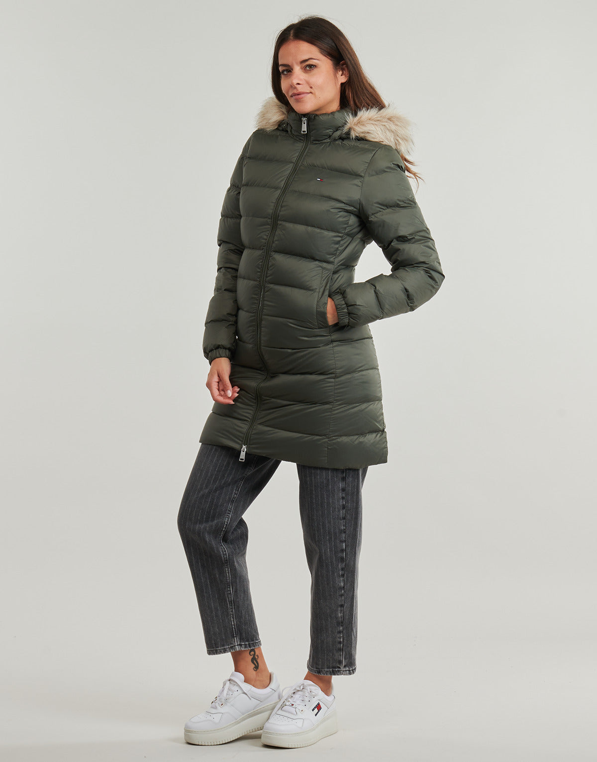 Piumino Donna Tommy Jeans  TJW ESSENTIAL HOODED DOWN COAT  Verde
