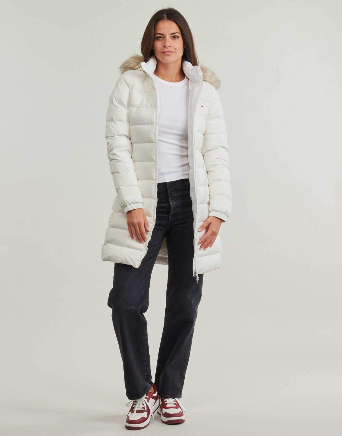 Piumino Donna Tommy Jeans  TJW ESSENTIAL HOODED DOWN COAT  Bianco