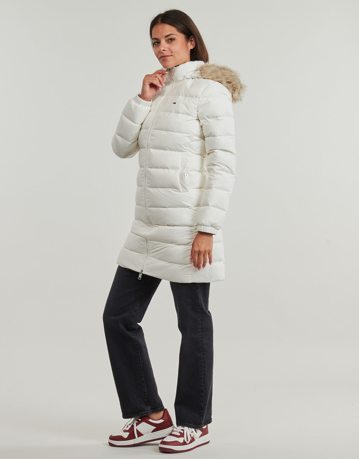 Piumino Donna Tommy Jeans  TJW ESSENTIAL HOODED DOWN COAT  Bianco