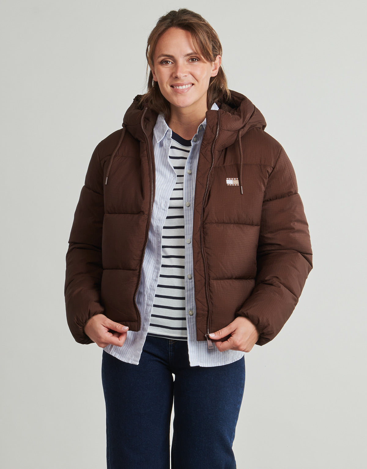 Piumino Donna Tommy Jeans  TJW HOODED PUFFER JACKET  Marrone