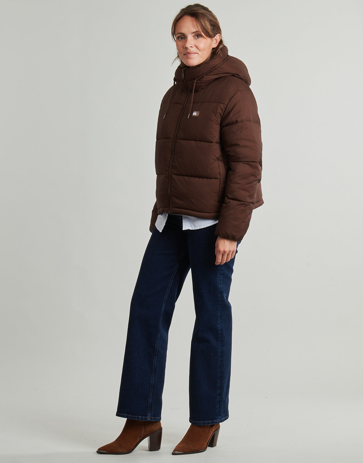 Piumino Donna Tommy Jeans  TJW HOODED PUFFER JACKET  Marrone