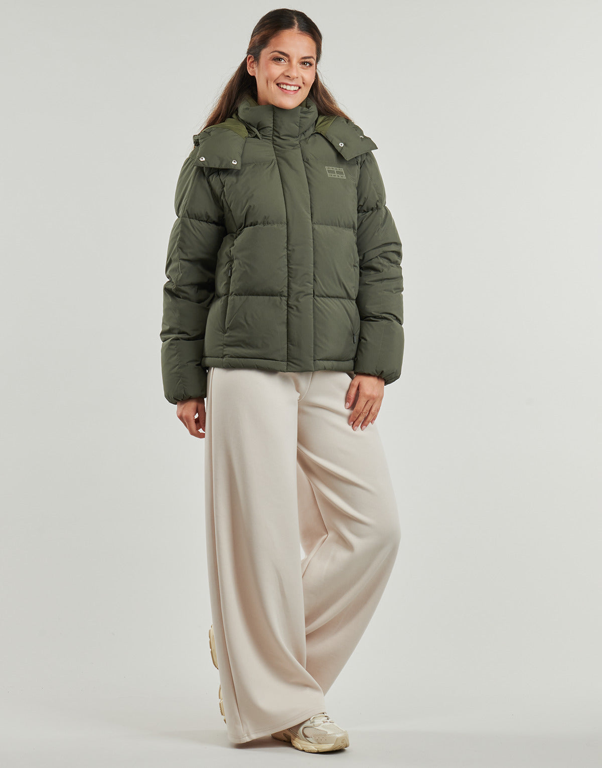 Piumino Donna Tommy Jeans  TJW ALASKA GRID DOWN JACKET EXT  Kaki