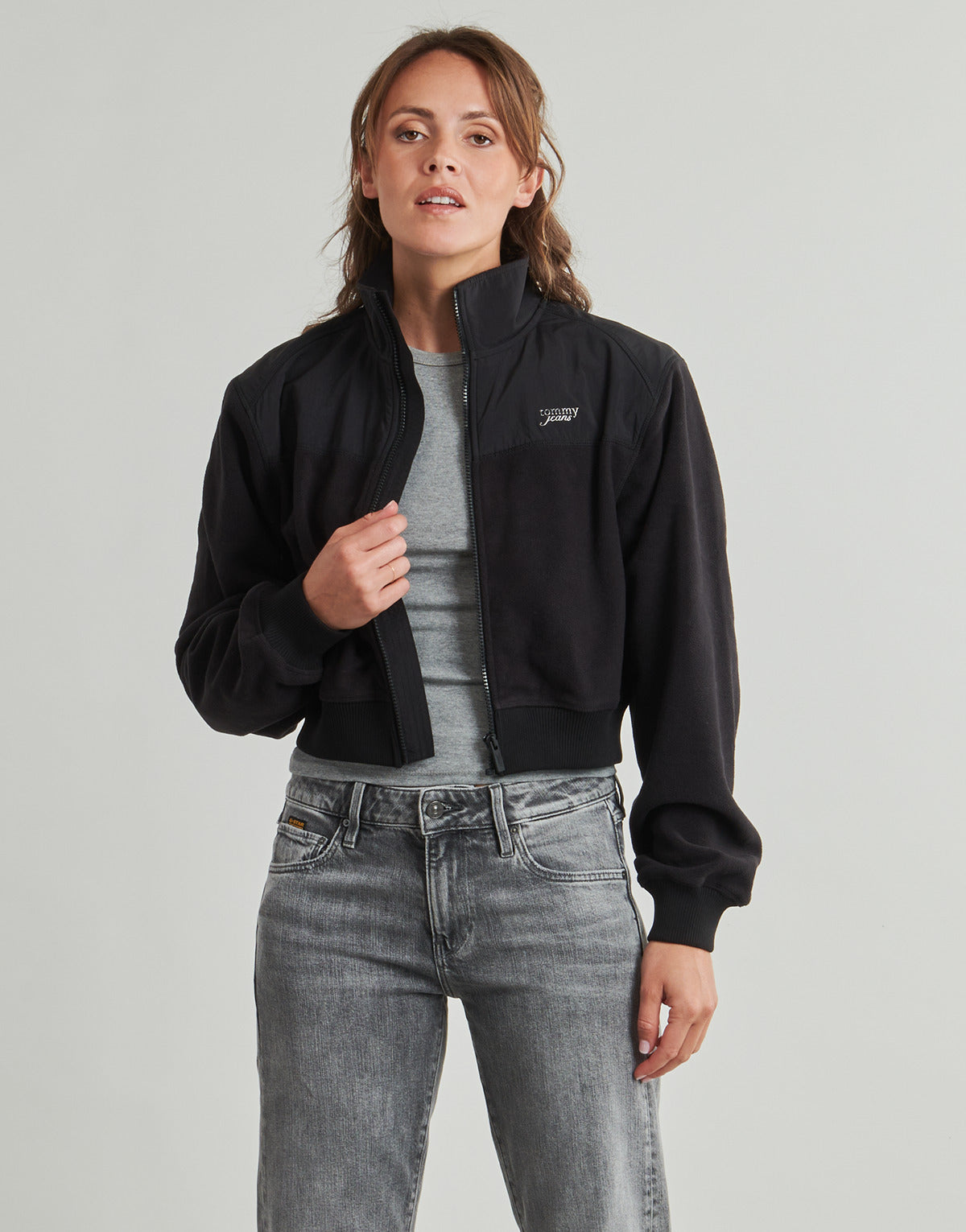 Felpa Donna Tommy Jeans  TJW FABRIC MIX FLEECE ZIP THRU  Nero