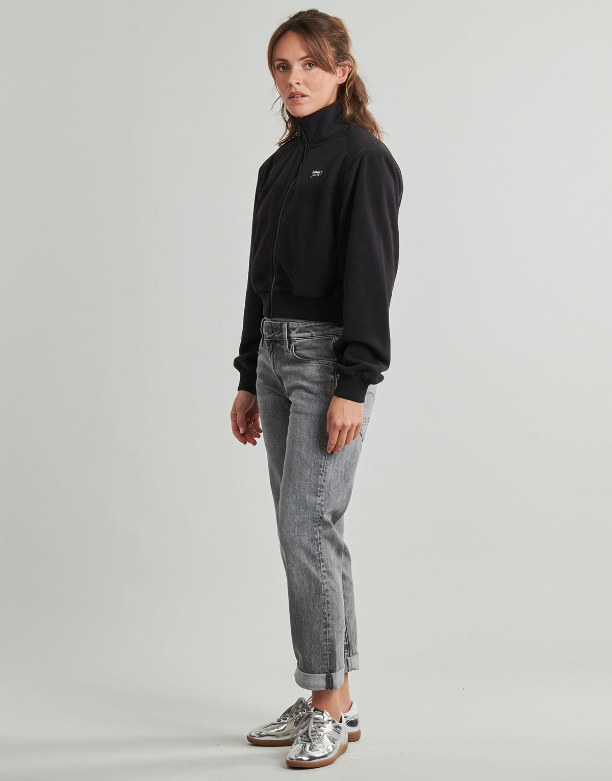 Felpa Donna Tommy Jeans  TJW FABRIC MIX FLEECE ZIP THRU  Nero