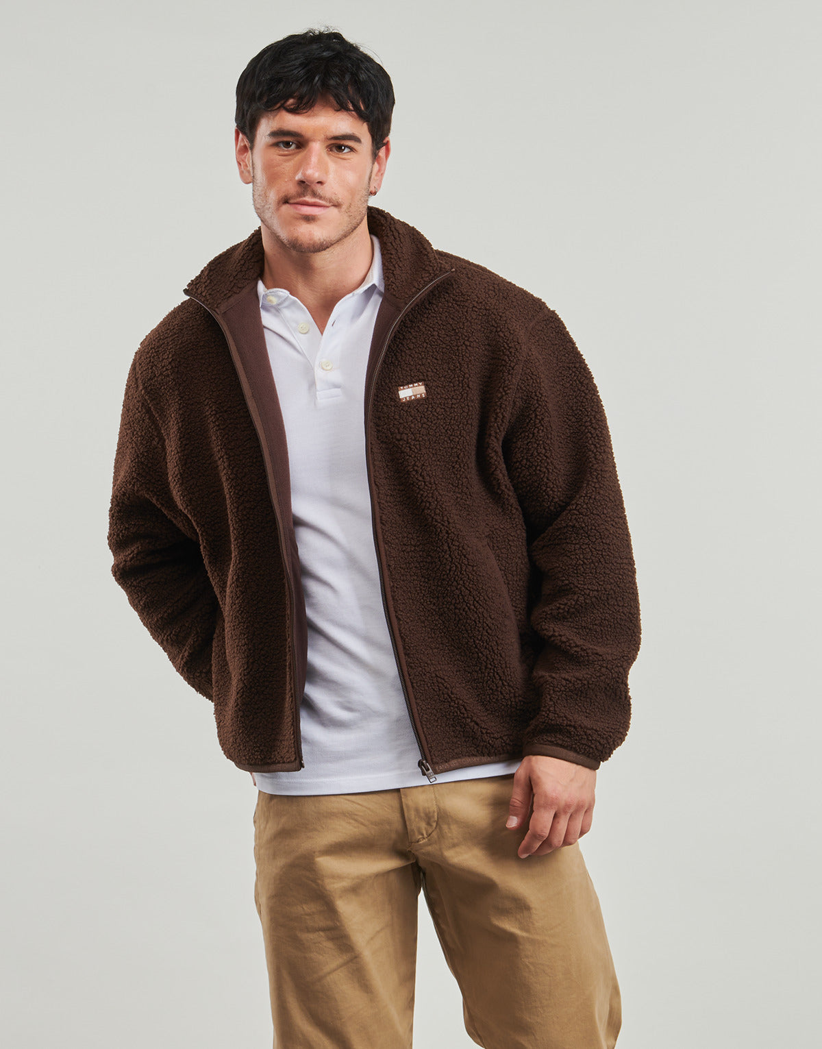 Felpa Uomo Tommy Jeans  TJM RLX BADGE FZ TEDDY  Marrone