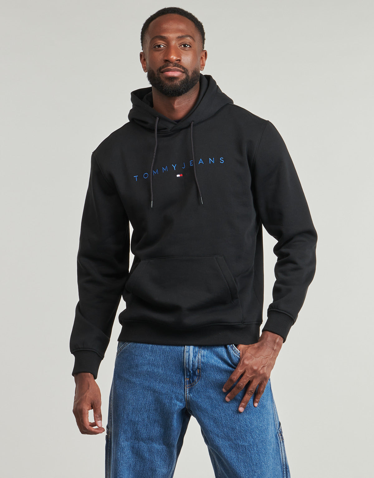 Felpa Uomo Tommy Jeans  TJM REG LINEAR LOGO HOODIE EXT  Nero