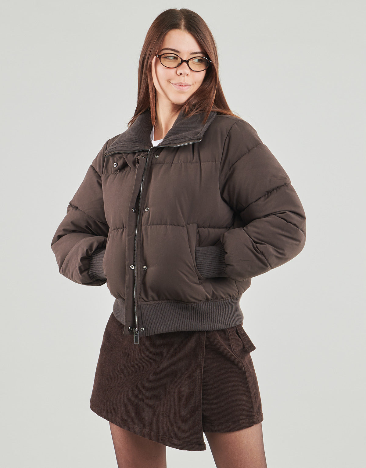 Piumino Donna JDY  JDYNELSON SHORT PUFFER  Marrone