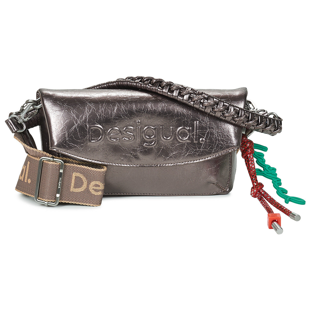 Borsa a tracolla Donna Desigual  HALF LOGO TROKEL  Argento