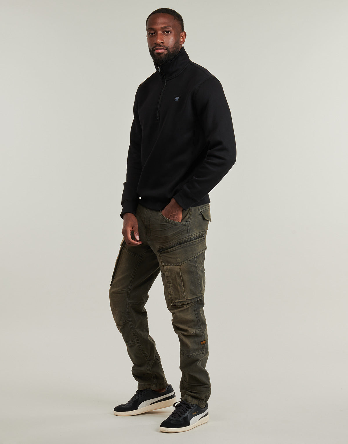 Felpa Uomo G-Star Raw  PREMIUM CORE HALF ZIP R SW LS  Nero