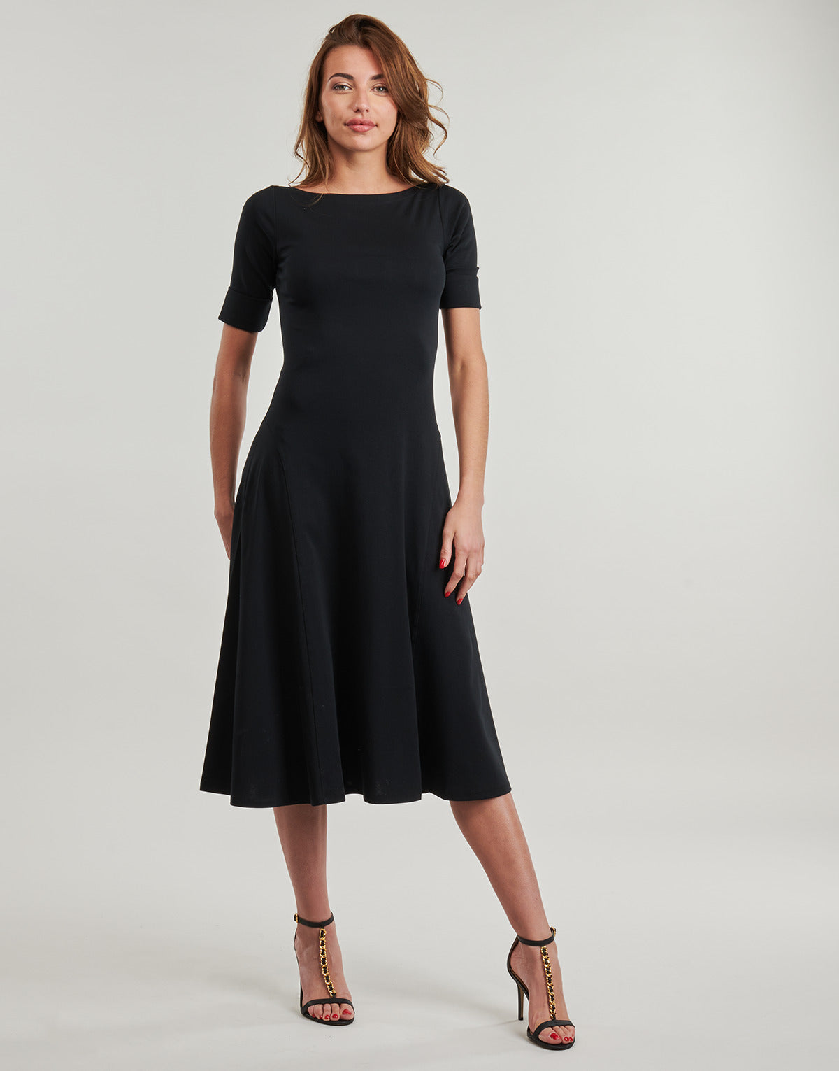 Abito lungo Donna Lauren Ralph Lauren MUNZIE-ELBOW SLEEVE-DAY DRESS Nero