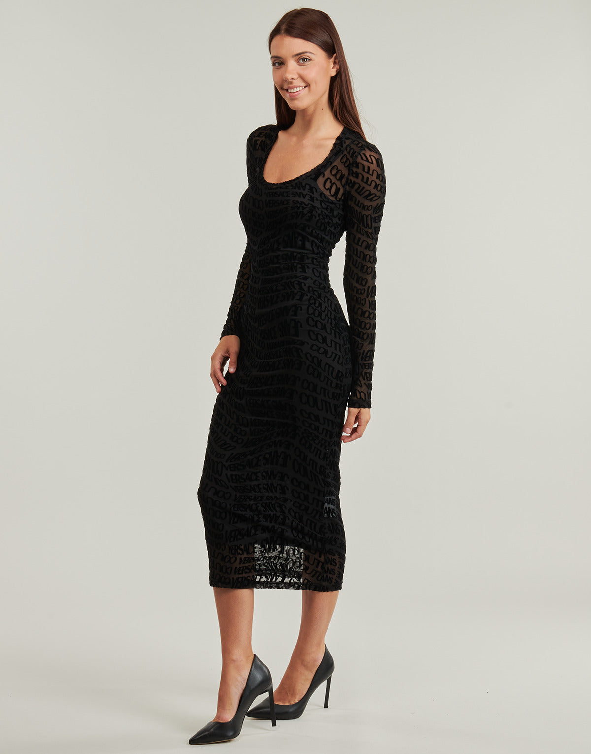 Abito lungo Donna Versace Jeans Couture 79HAO920 Nero