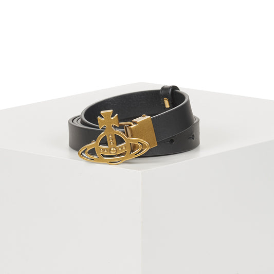 Cintura Donna Vivienne Westwood SMALL LINE ORB BUCKLE/BRASS Nero