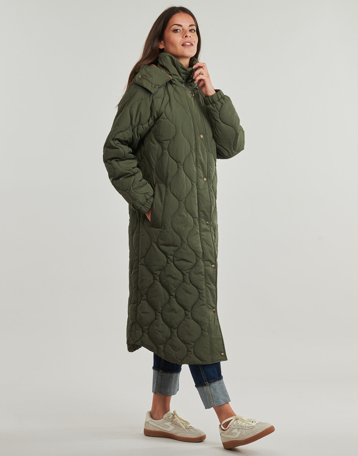 Piumino Donna Lee  LONG PUFFER  Kaki