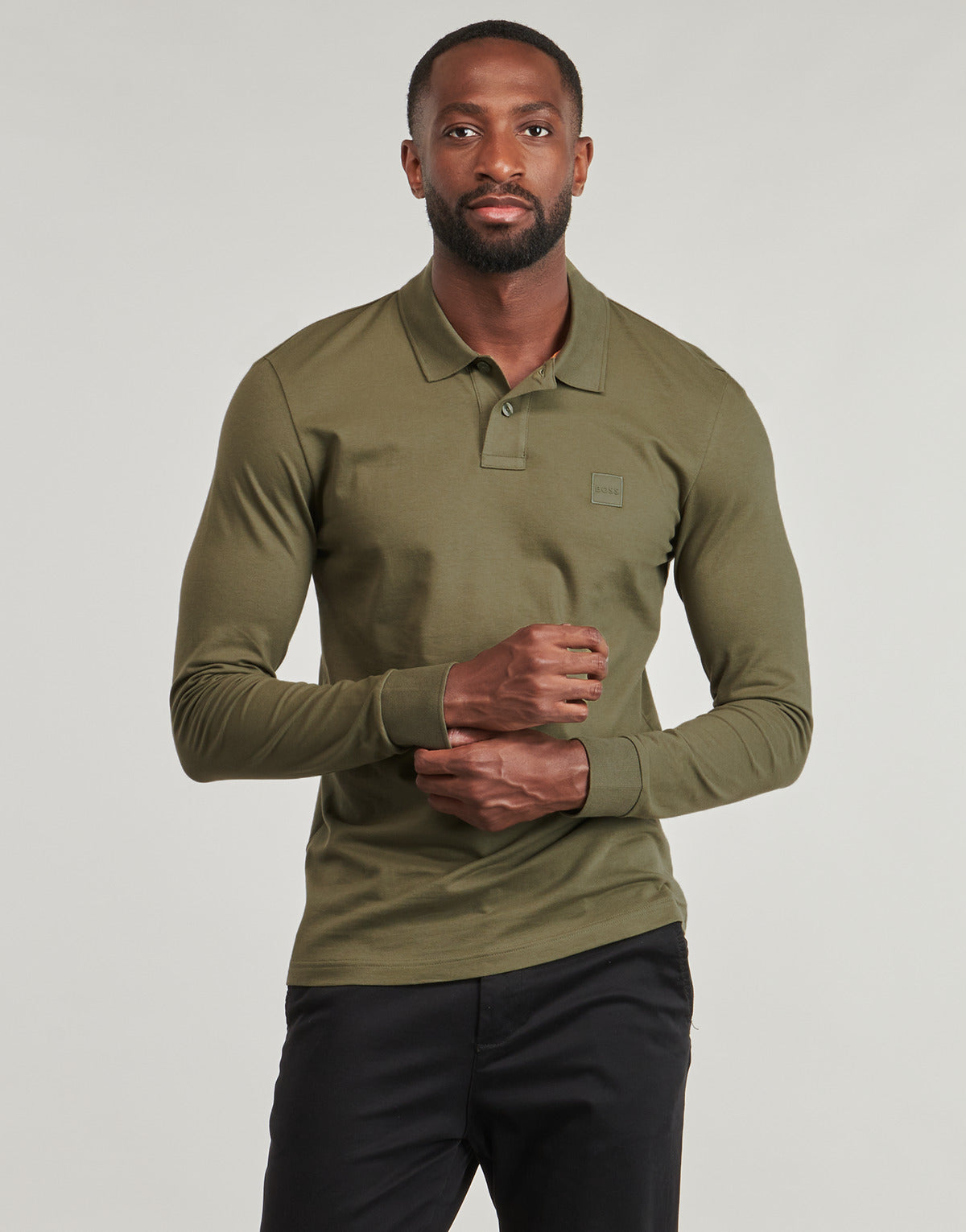 Polo maniche lunghe Uomo BOSS Passerby Kaki