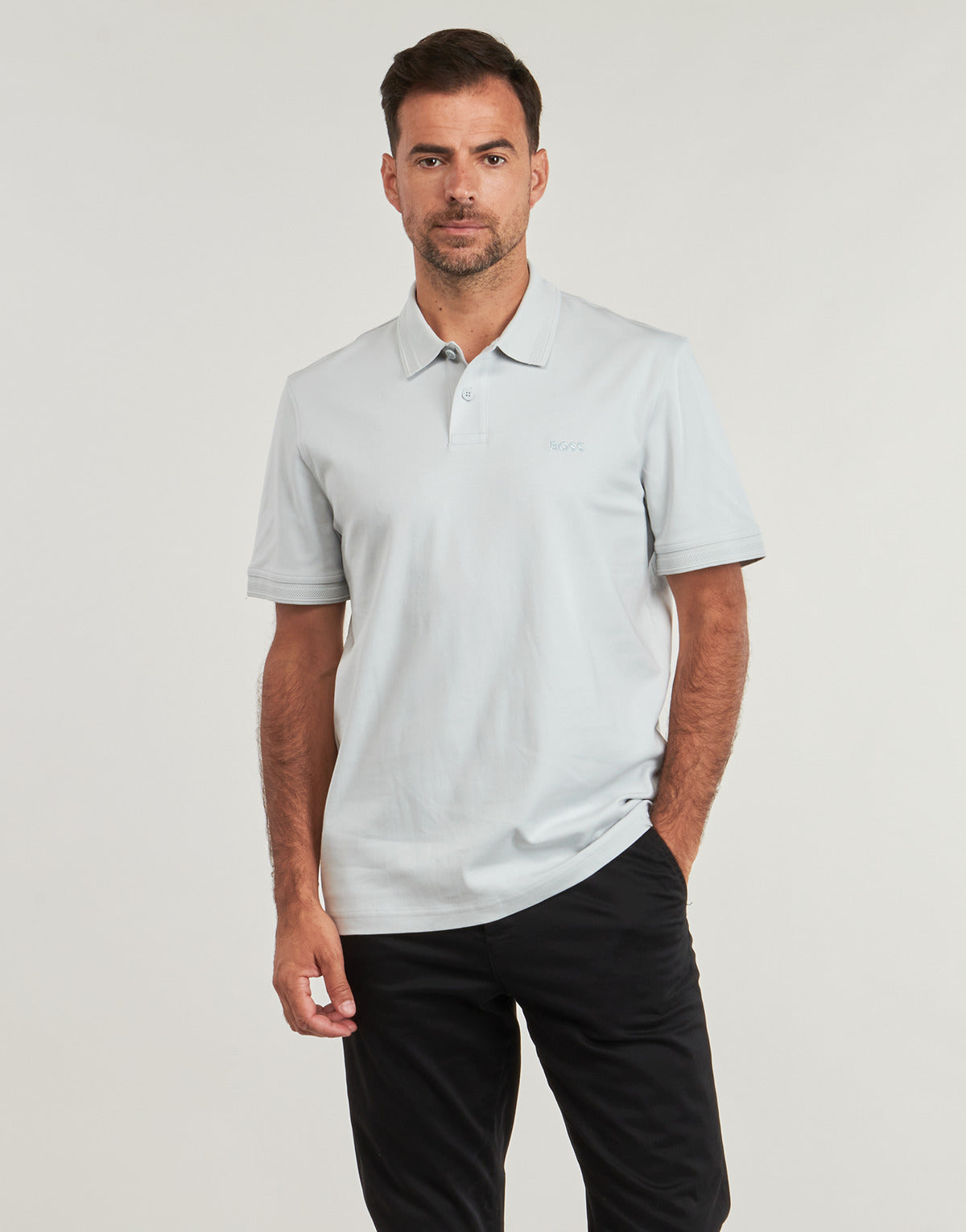 Polo Uomo BOSS Pe_Interlock Grigio