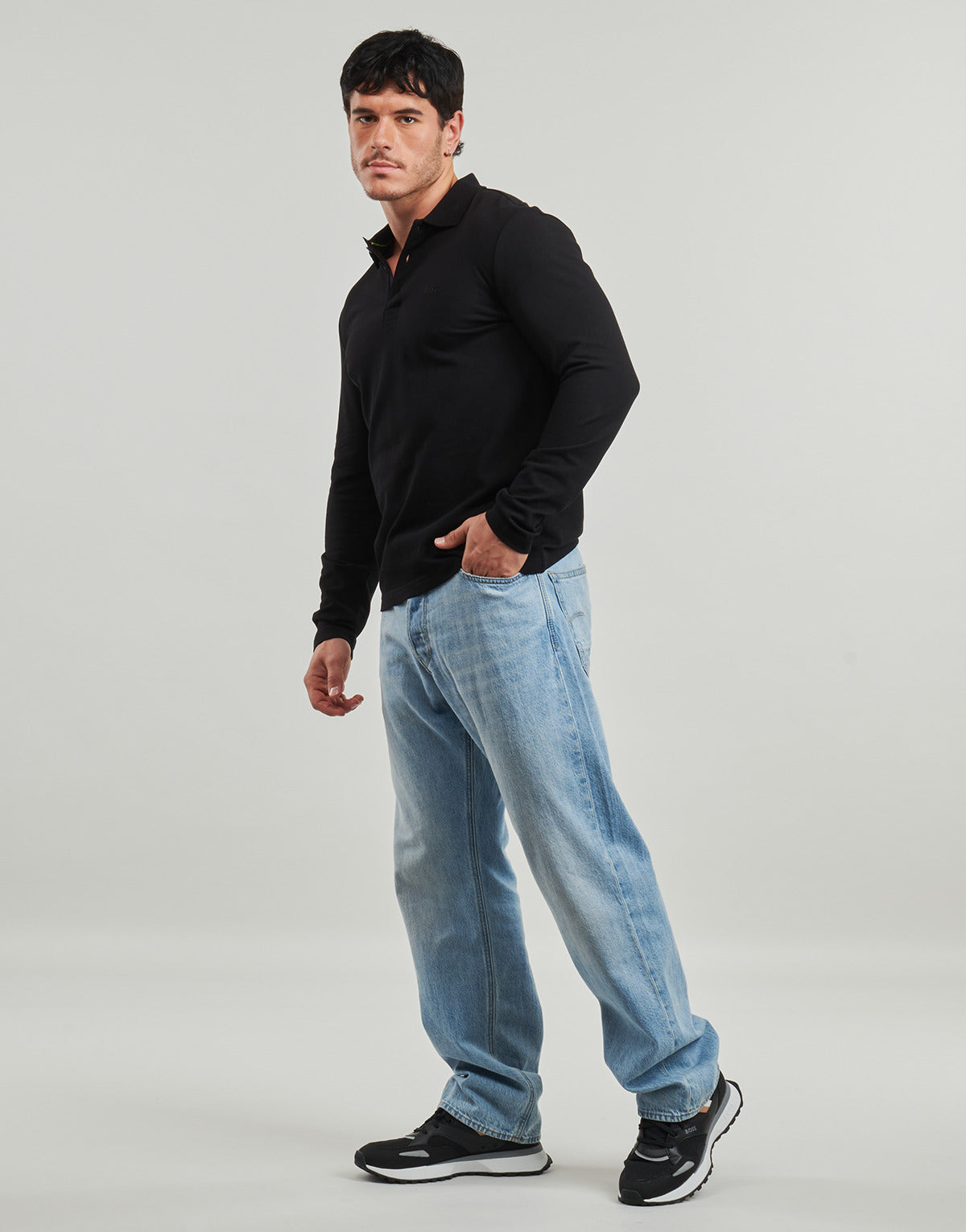 Polo maniche lunghe Uomo BOSS  Plisy  Nero