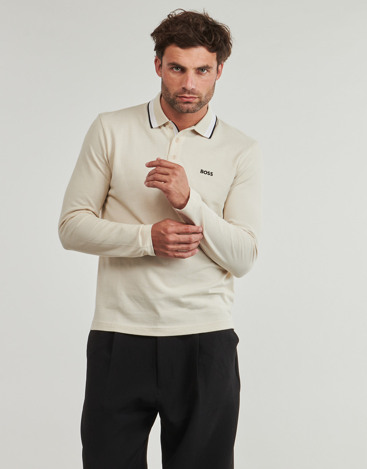 Polo maniche lunghe Uomo BOSS  Plisy  Beige