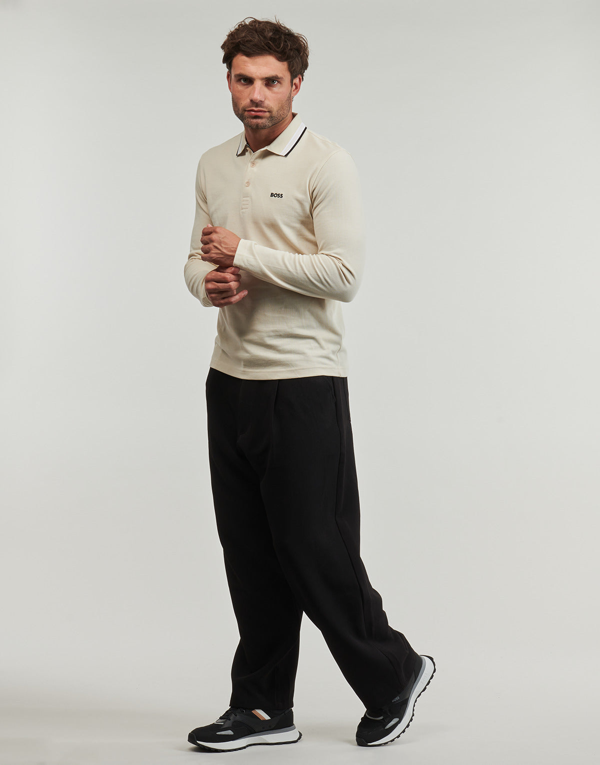 Polo maniche lunghe Uomo BOSS  Plisy  Beige