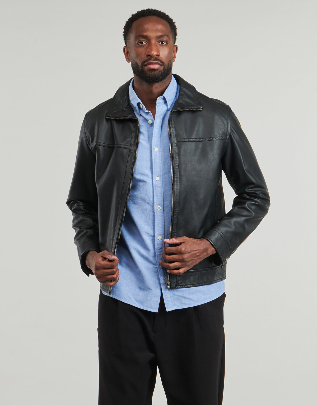 Giacca in pelle Uomo BOSS Jorest Nero