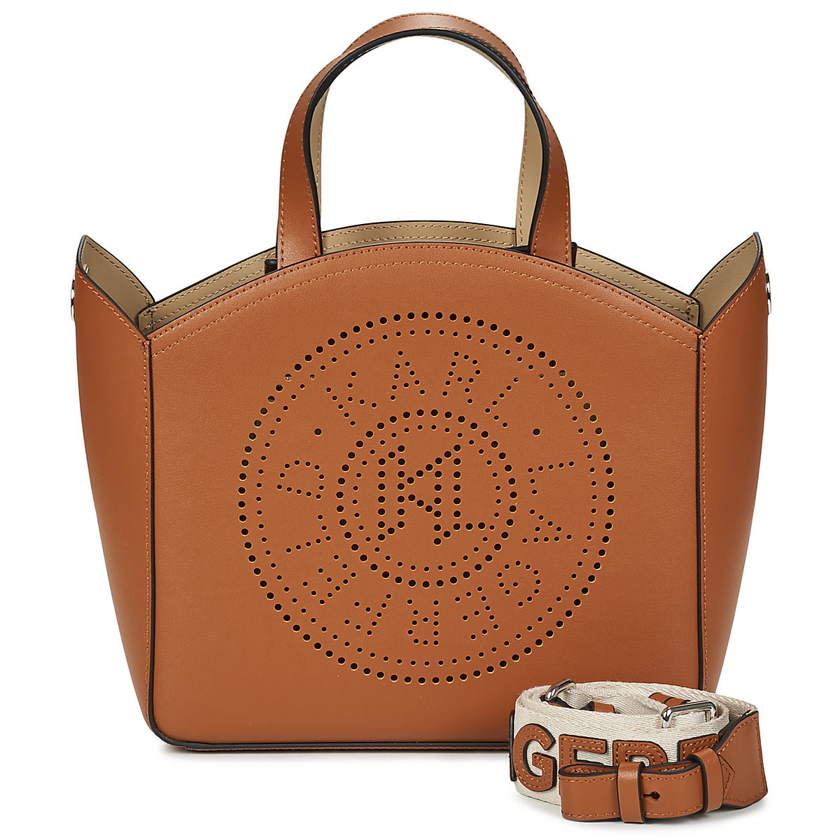 Borsette Donna Karl Lagerfeld K/CIRCLE SM TOTE PERFORATED Marrone