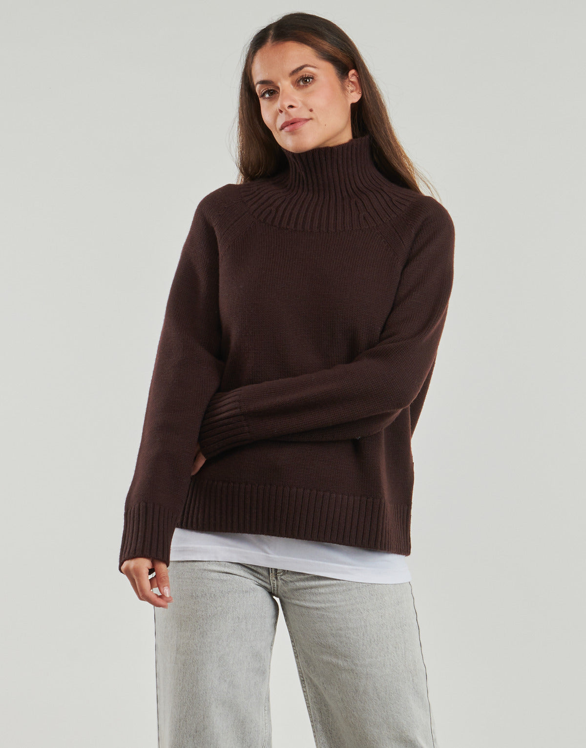 Maglione Donna MICHAEL Michael Kors  SOLID TNK EASY SWEATER  Marrone