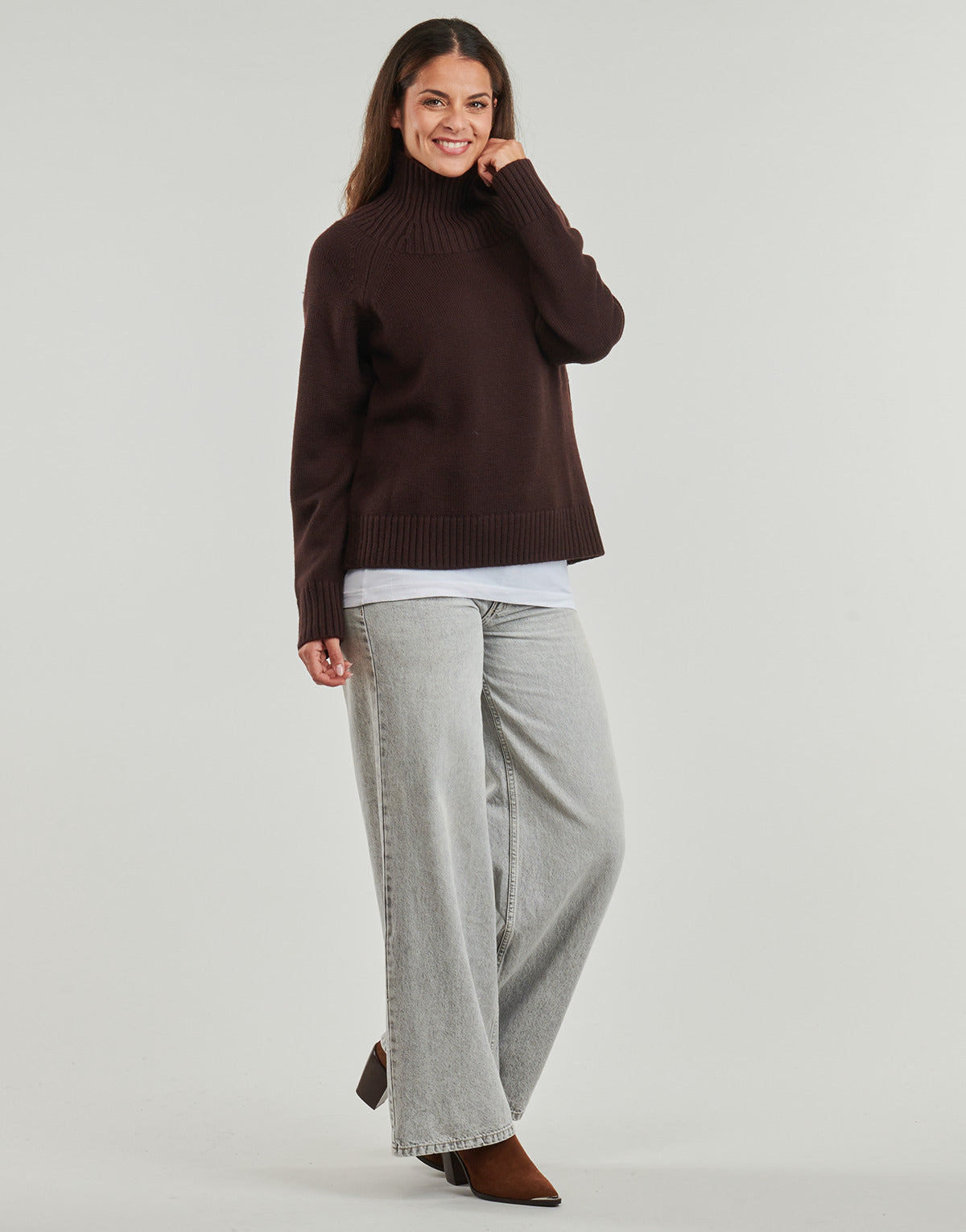 Maglione Donna MICHAEL Michael Kors  SOLID TNK EASY SWEATER  Marrone
