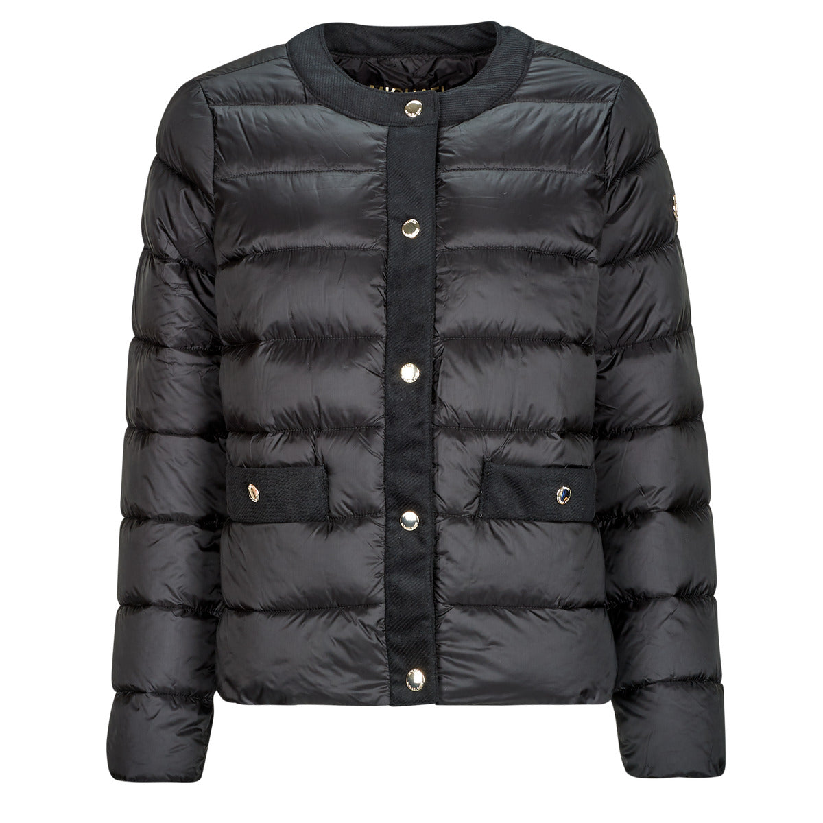 Piumino Donna MICHAEL Michael Kors  COLLARLESS PACKABLE JACKET W CORDUROY TRIM  Nero