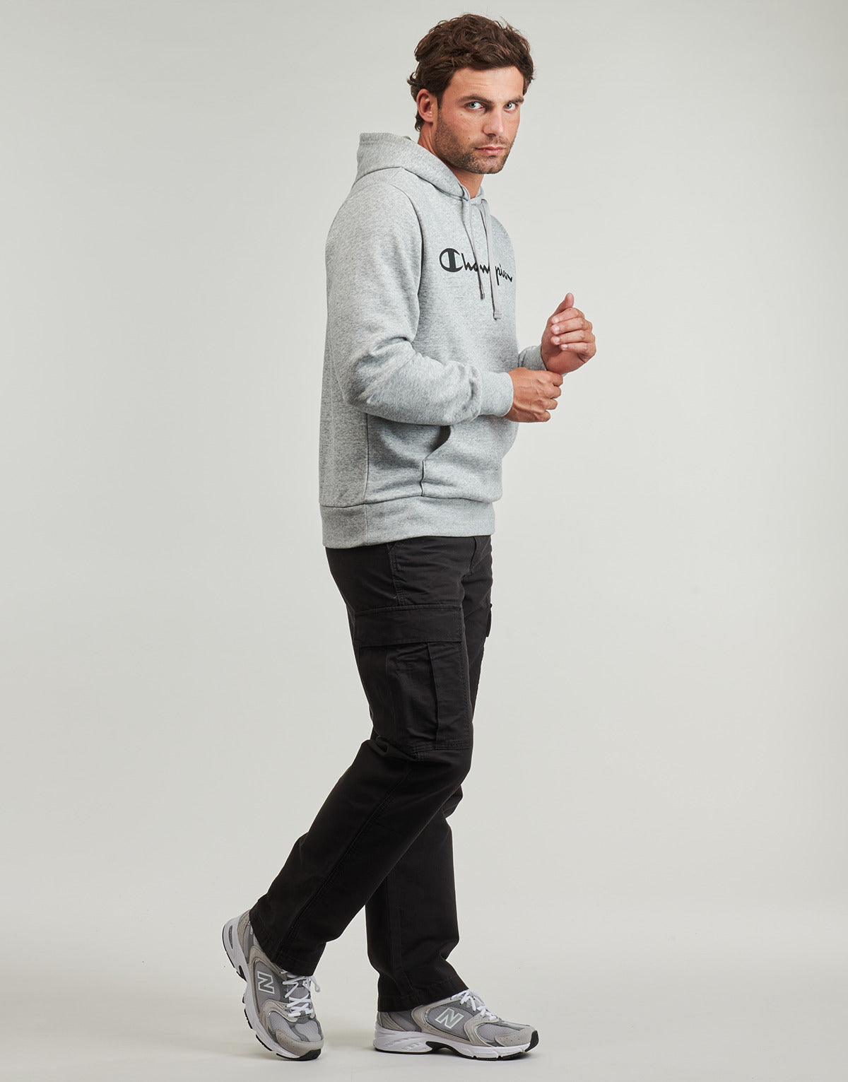 Felpa Uomo Champion  HOODED SWEATSHIRT  Grigio