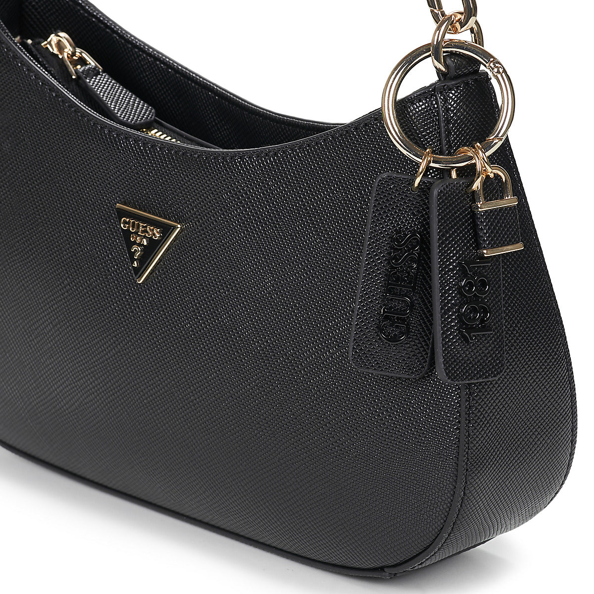 Borsa a spalla Donna Guess  NOELLE II TOP ZIP SHOULDER BAG  Nero