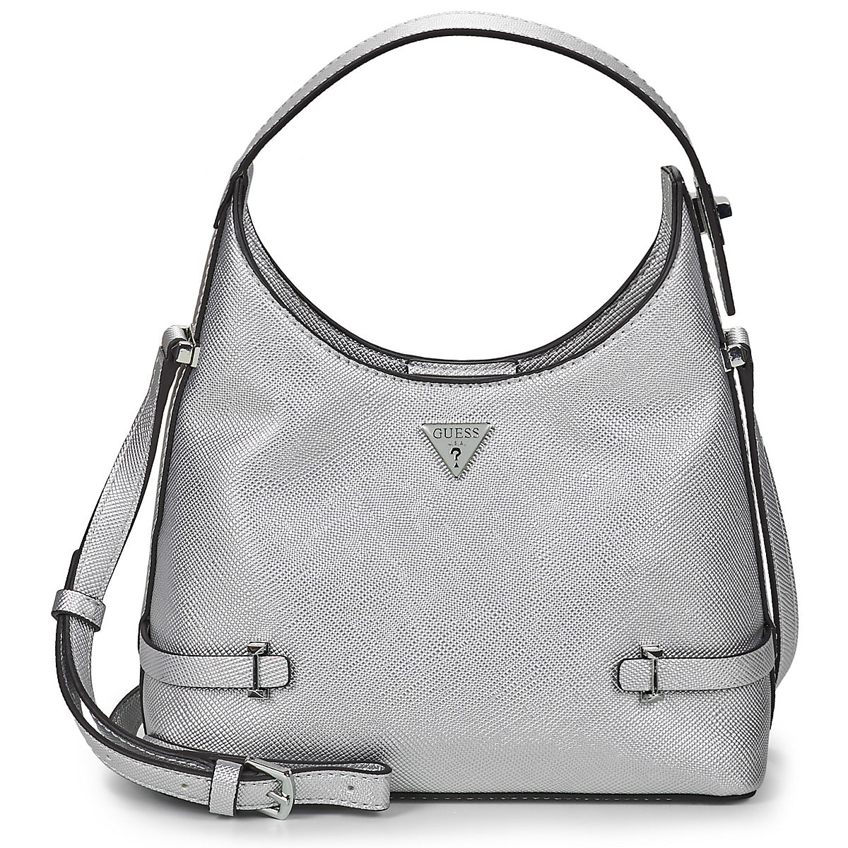 Borsa a spalla Donna Guess ROSALBA SMALL HOBO CROSSBODY Argento