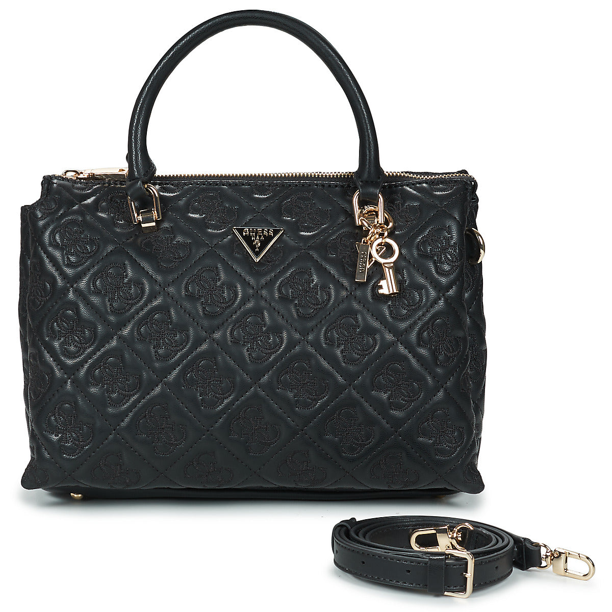 Borsette Donna Guess ADELASIA MULTI COMP SATCHEL Nero