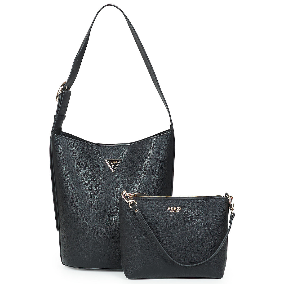Borsa a spalla Donna Guess  MERIDIAN II BUCKET  Nero