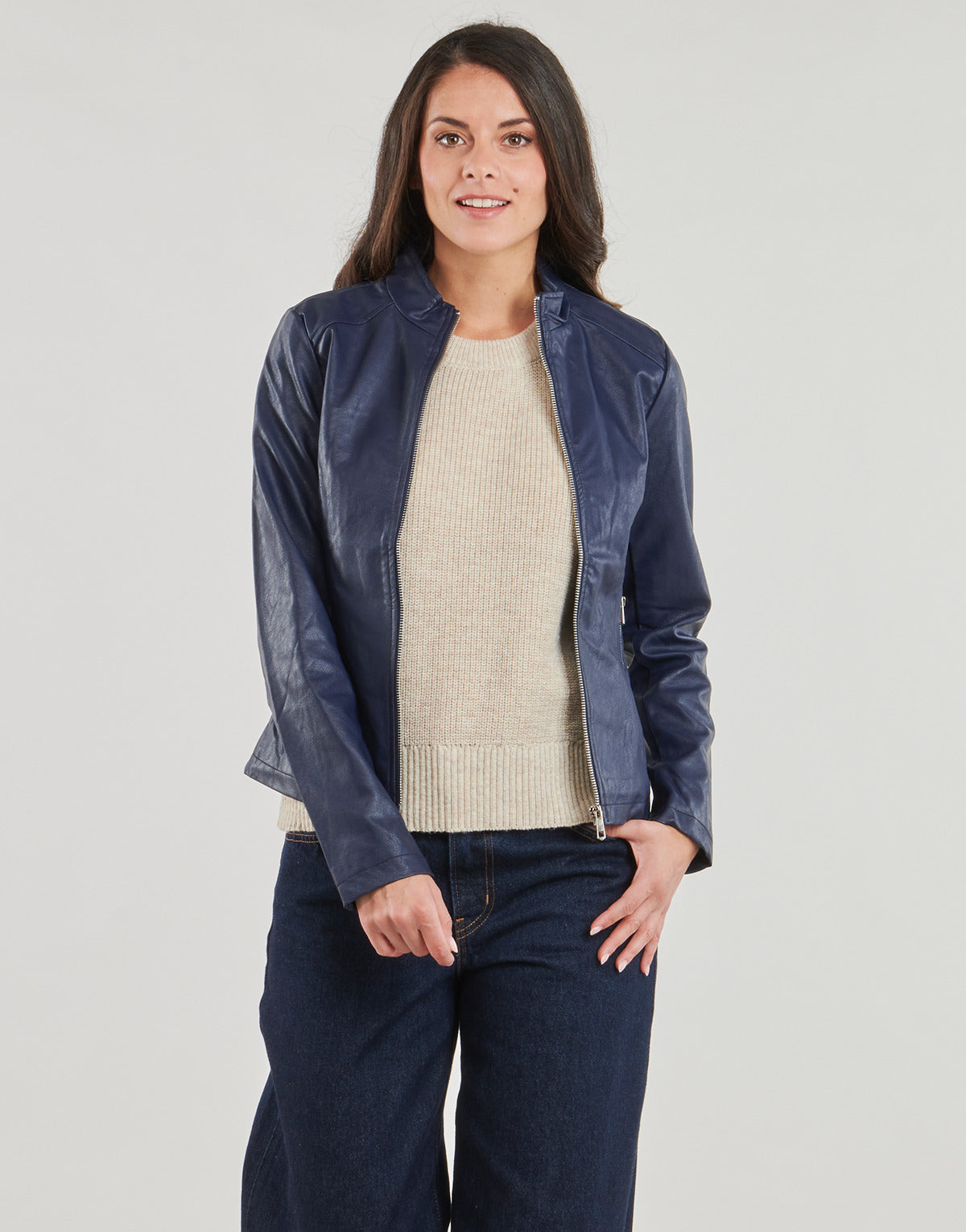 Giacca in pelle Donna Moony Mood PUIRI Marine