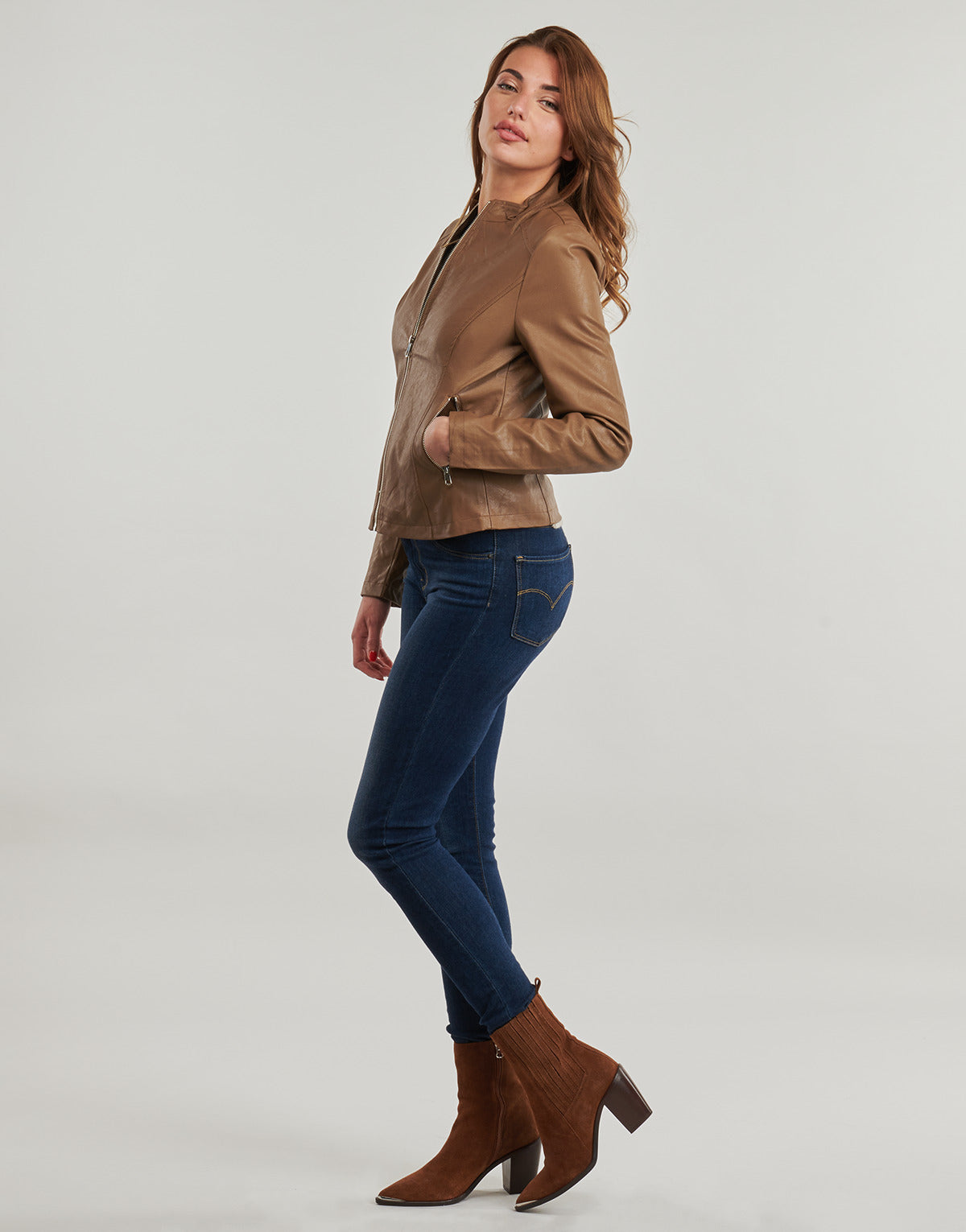 Giacca in pelle Donna Moony Mood PUIRI Marrone