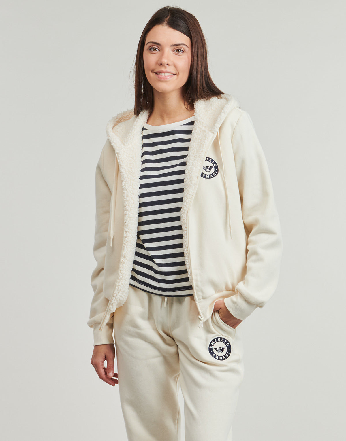 Felpa Donna Emporio Armani  HD FZ SWEATSHIRT  Beige