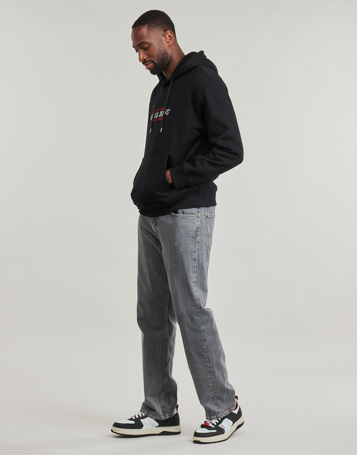 Felpa Uomo Guess GJ HOOD REG AMERICA Nero