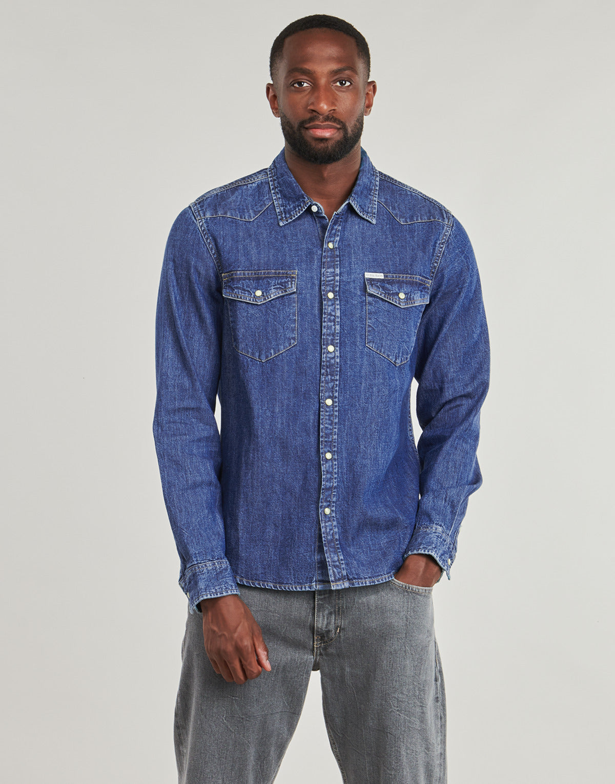 Camicia a maniche lunghe Uomo Guess GJ SLIM LS DENIM Blu